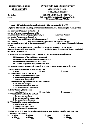 Đề thi tuyển sinh vào Lớp 10 THPT môn Tiếng Anh (Chuyên) - Năm học 2019-2020 - Sở giáo dục và đào tạo Quảng Bình